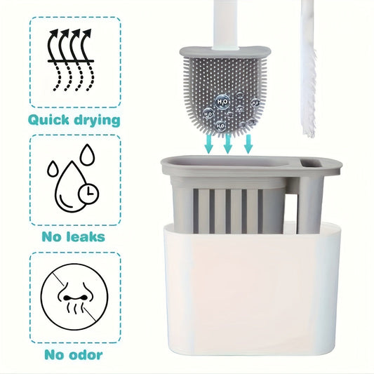 WallMounted Toilet Brush Set with Silicone Heads