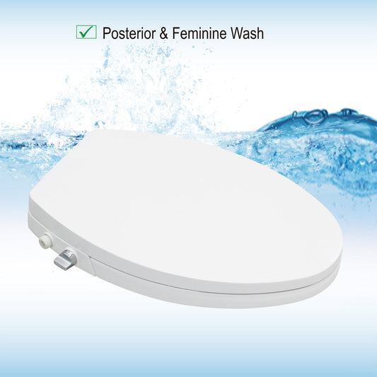 WOODBRIDGE Elongated No Electricity Toilet Seat with Metal T Adapter , Adjustable Water Pressure Spray
