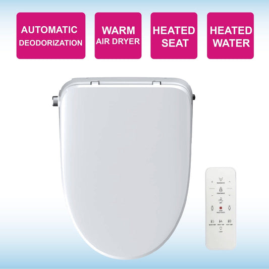 WOODBRIDGE Elongated Smart Bidet Toilet Seat, Electronic Advanced Self Cleaning, SoftClose Lid, Automatic Deodorization, Model: BID02