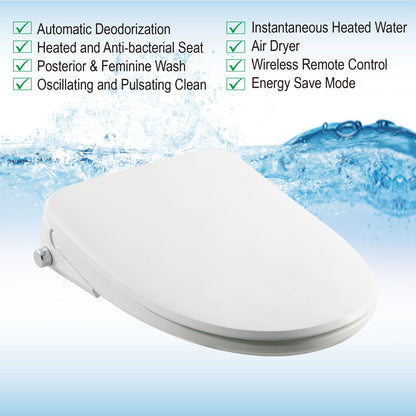 WOODBRIDGE Elongated Smart Bidet Toilet Seat, Electronic Advanced Self Cleaning, SoftClose Lid, Automatic Deodorization