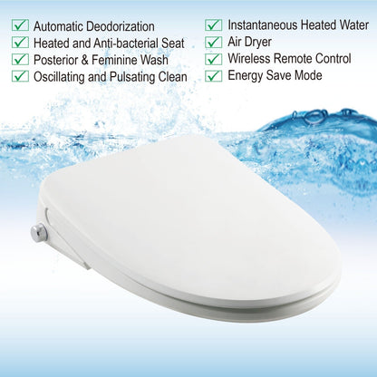 WOODBRIDGE Elongated Smart Bidet Toilet Seat, Electronic Advanced Self Cleaning, SoftClose Lid, Automatic Deodorization, Model: BID02