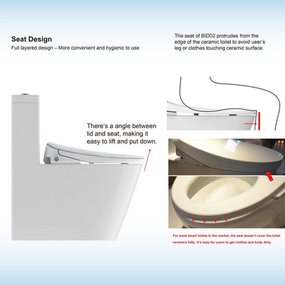WOODBRIDGE Elongated Smart Bidet Toilet Seat, Electronic Advanced Self Cleaning, SoftClose Lid, Automatic Deodorization