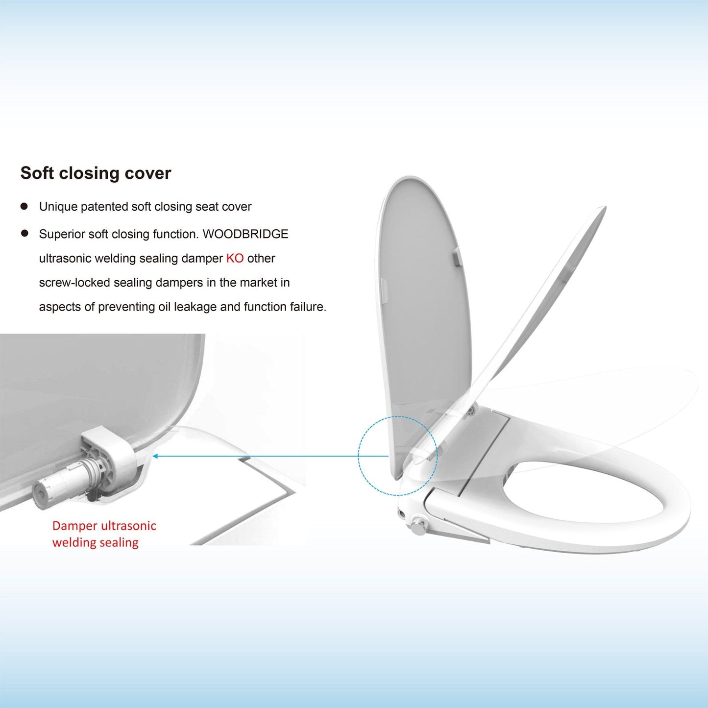 WOODBRIDGE Elongated Smart Bidet Toilet Seat, Electronic Advanced Self Cleaning, SoftClose Lid, Automatic Deodorization