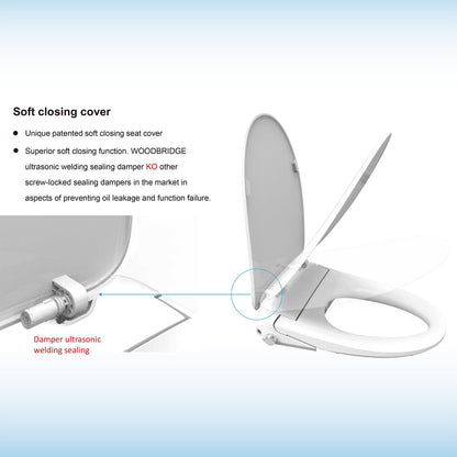 WOODBRIDGE Elongated Smart Bidet Toilet Seat, Electronic Advanced Self Cleaning, SoftClose Lid, Automatic Deodorization
