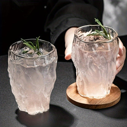 Elegant Tree Pattern Pleated Glass Cups - Set of 1/2/4 | Reusable