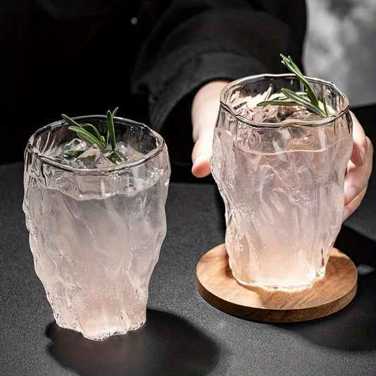 Elegant Tree Pattern Pleated Glass Cups - Set of 1/2/4 | Reusable