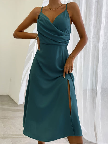 V-neck Slit Sling Dress - Summer Fashion Sexy Slim Suspender Dresses for Women