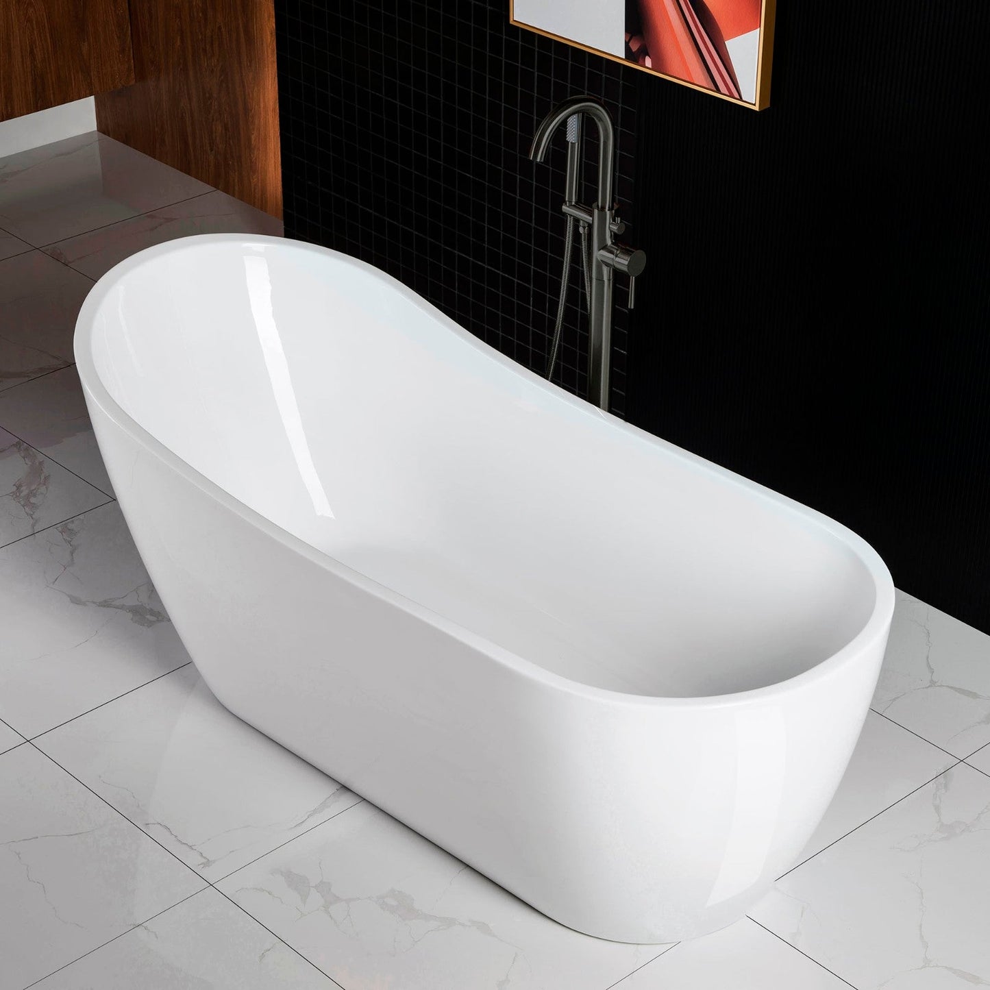WOODBRIDGE 67" Acrylic Freestanding Bathtub Contemporary Soaking Tub