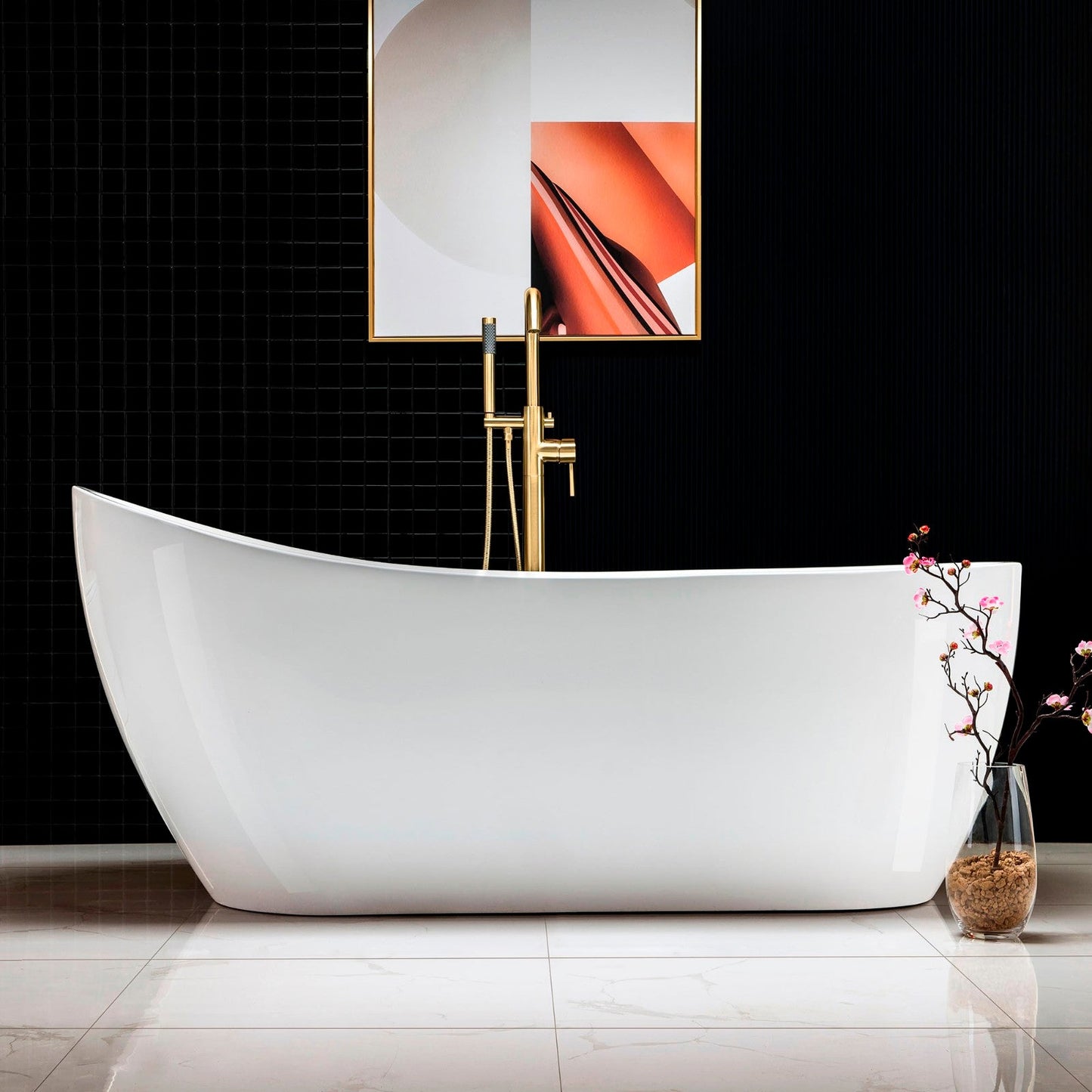 WOODBRIDGE 67" Acrylic Freestanding Bathtub Contemporary Soaking Tub
