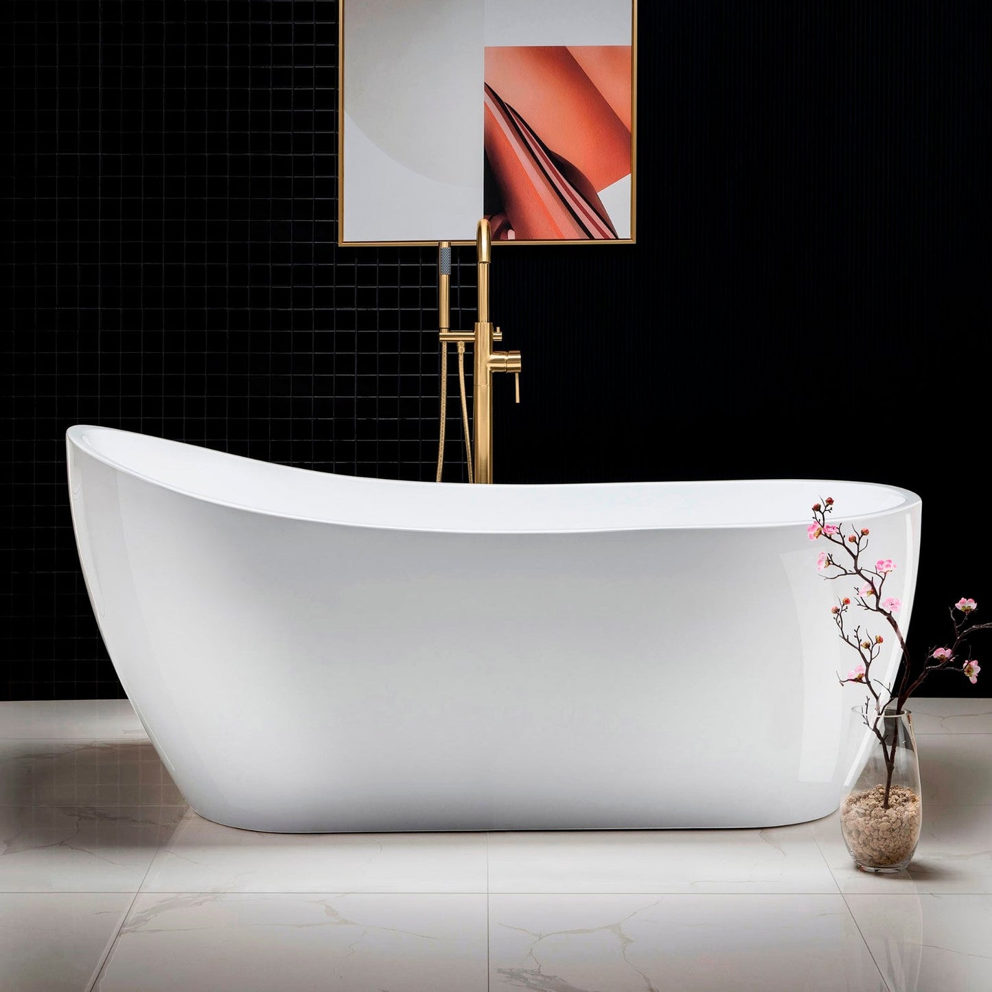 WOODBRIDGE 67" Acrylic Freestanding Bathtub Contemporary Soaking Tub