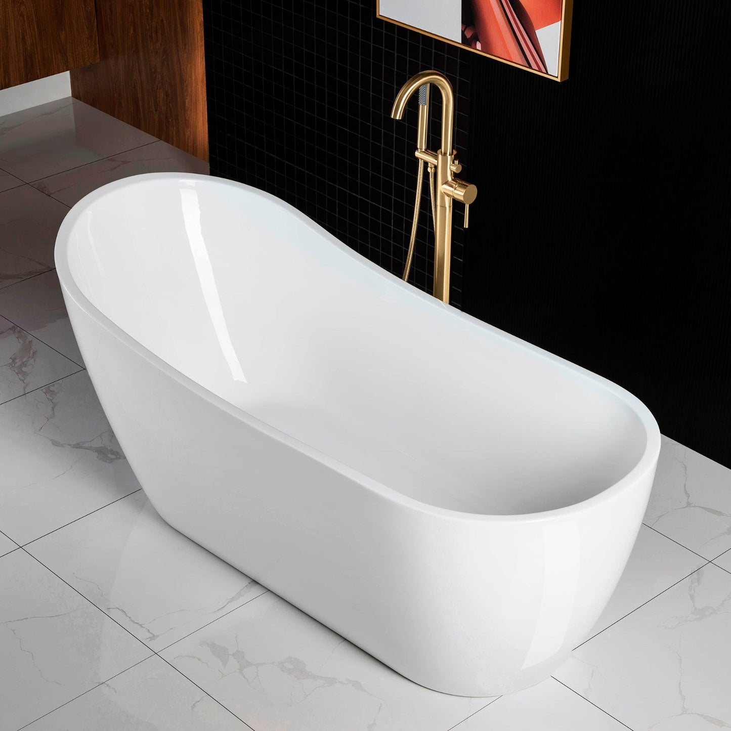 WOODBRIDGE 67" Acrylic Freestanding Bathtub Contemporary Soaking Tub
