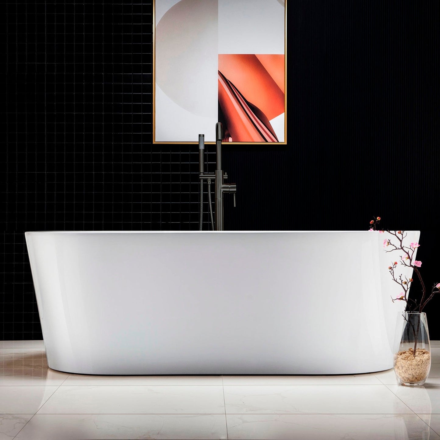 WOODBRIDGE 66" Acrylic Freestanding Bathtub Contemporary Soaking Tub
