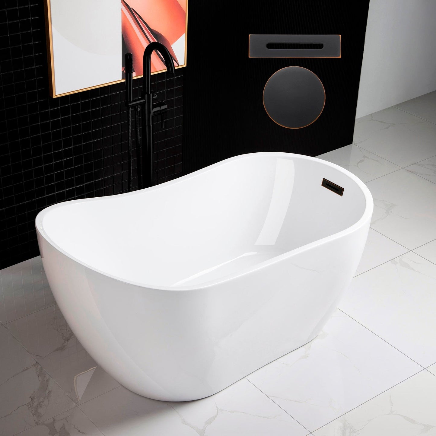 WOODBRIDGE 54" Acrylic Freestanding Bathtub Contemporary Soaking Tub