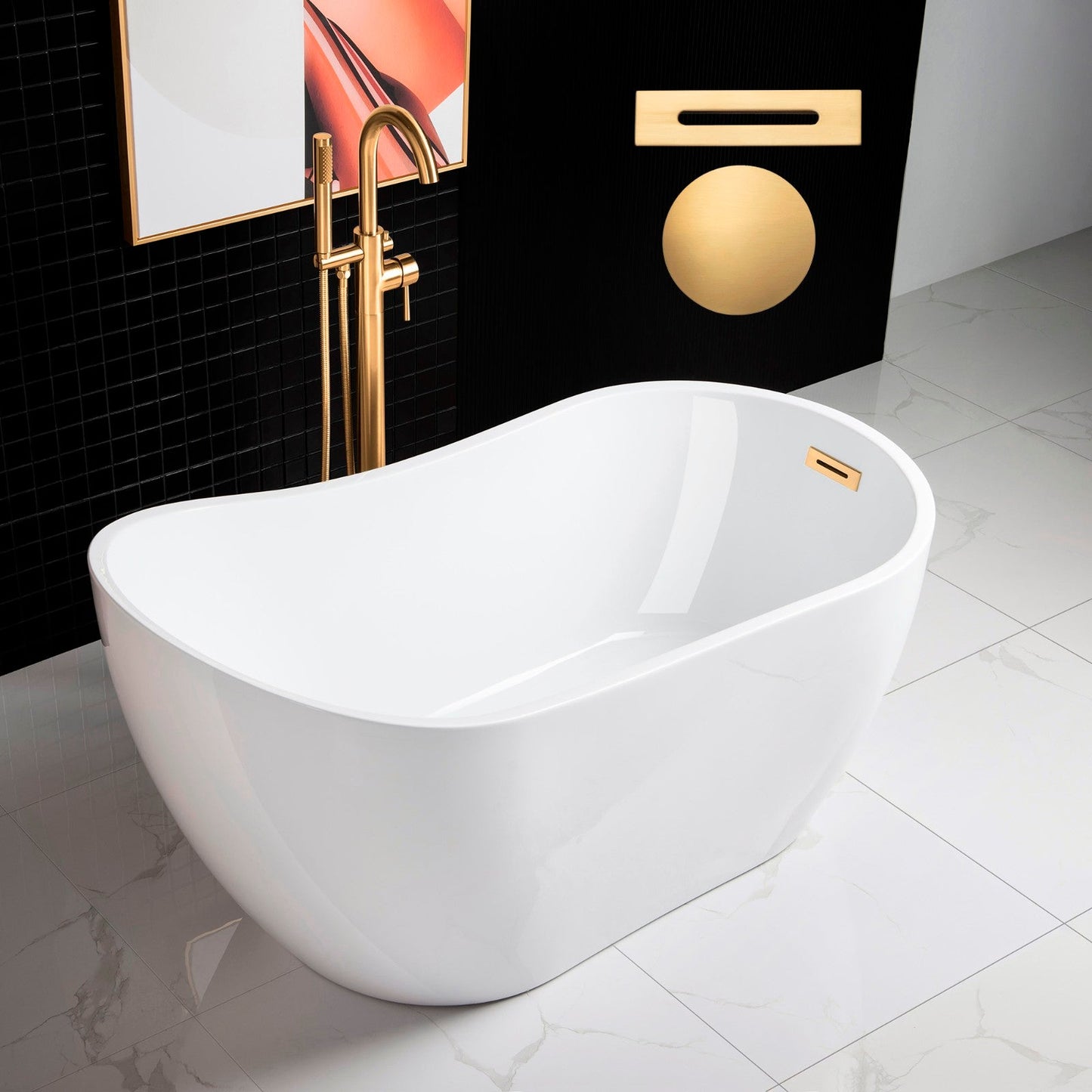 WOODBRIDGE 54" Acrylic Freestanding Bathtub Contemporary Soaking Tub