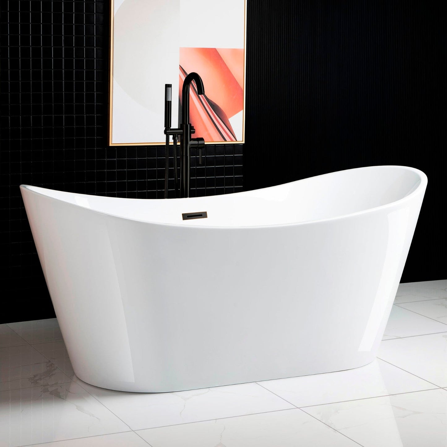 WOODBRIDGE 67" Acrylic Freestanding Bathtub Contemporary Soaking Tub
