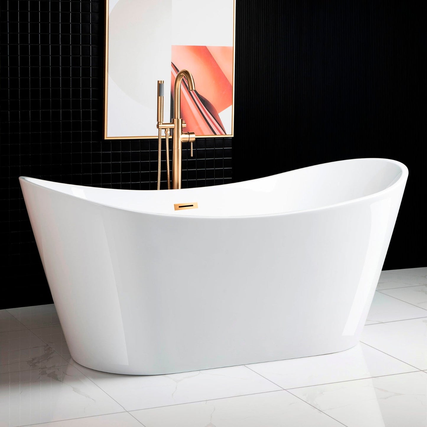 WOODBRIDGE 67" Acrylic Freestanding Bathtub Contemporary Soaking Tub