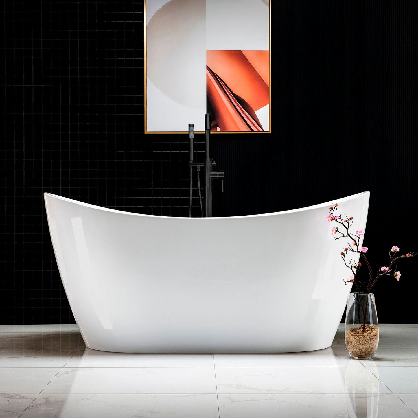 WOODBRIDGE 59" Acrylic Freestanding Bathtub Contemporary Soaking Tub