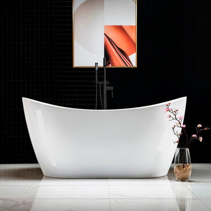 WOODBRIDGE 59" Acrylic Freestanding Bathtub Contemporary Soaking Tub