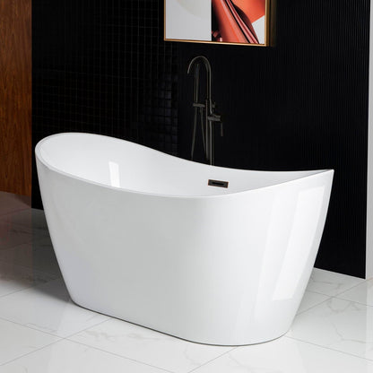 WOODBRIDGE 59" Acrylic Freestanding Bathtub Contemporary Soaking Tub