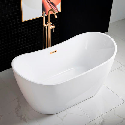 WOODBRIDGE 59" Acrylic Freestanding Bathtub Contemporary Soaking Tub