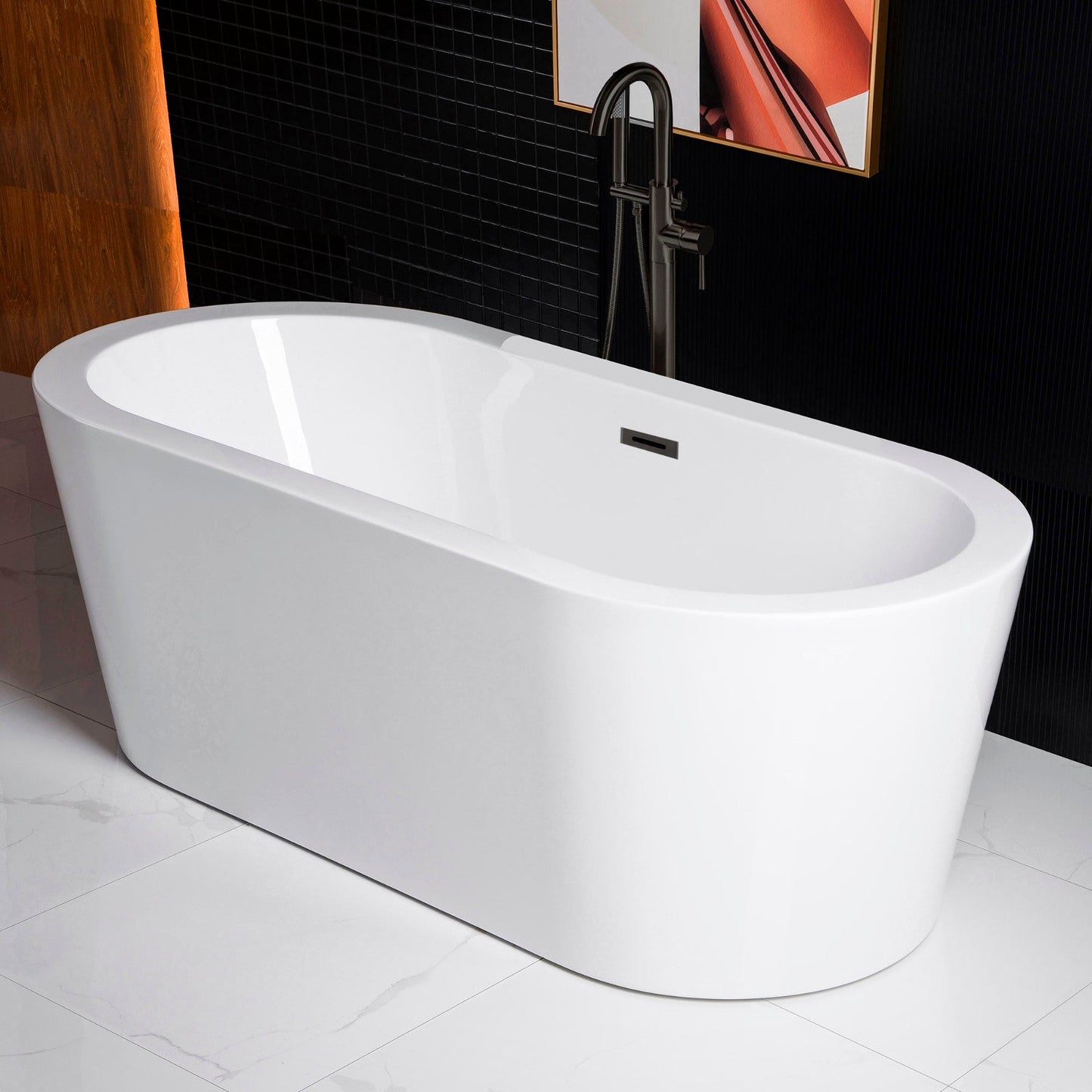 WOODBRIDGE 59" Acrylic Freestanding Bathtub Contemporary Soaking Tub