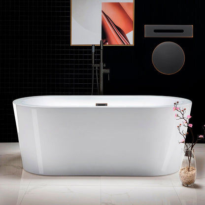 WOODBRIDGE 59" Acrylic Freestanding Bathtub Contemporary Soaking Tub