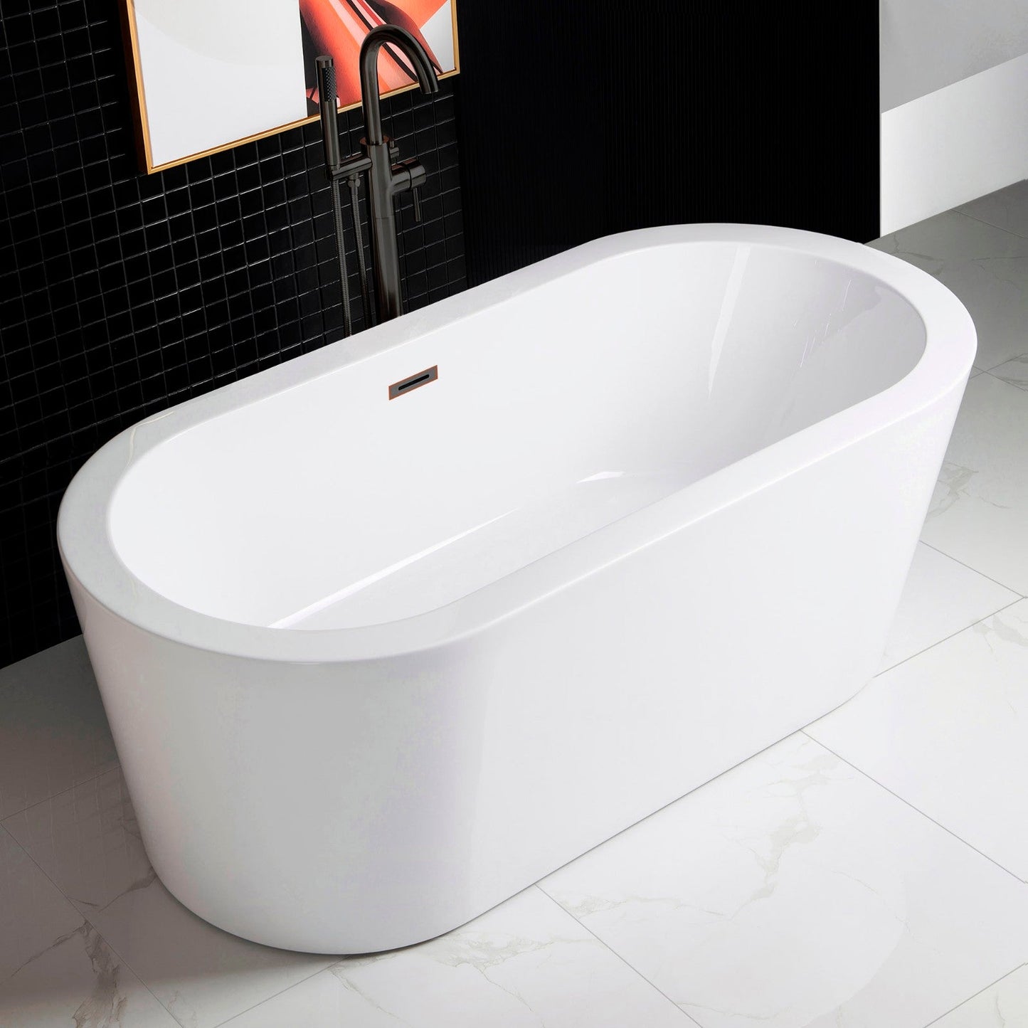 WOODBRIDGE 59" Acrylic Freestanding Bathtub Contemporary Soaking Tub