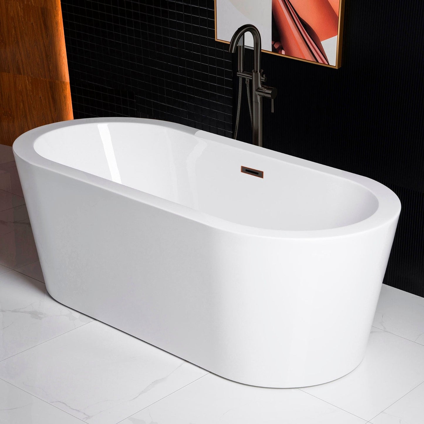 WOODBRIDGE 59" Acrylic Freestanding Bathtub Contemporary Soaking Tub