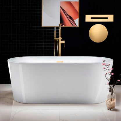 WOODBRIDGE 59" Acrylic Freestanding Bathtub Contemporary Soaking Tub