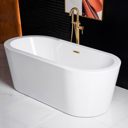 WOODBRIDGE 59" Acrylic Freestanding Bathtub Contemporary Soaking Tub