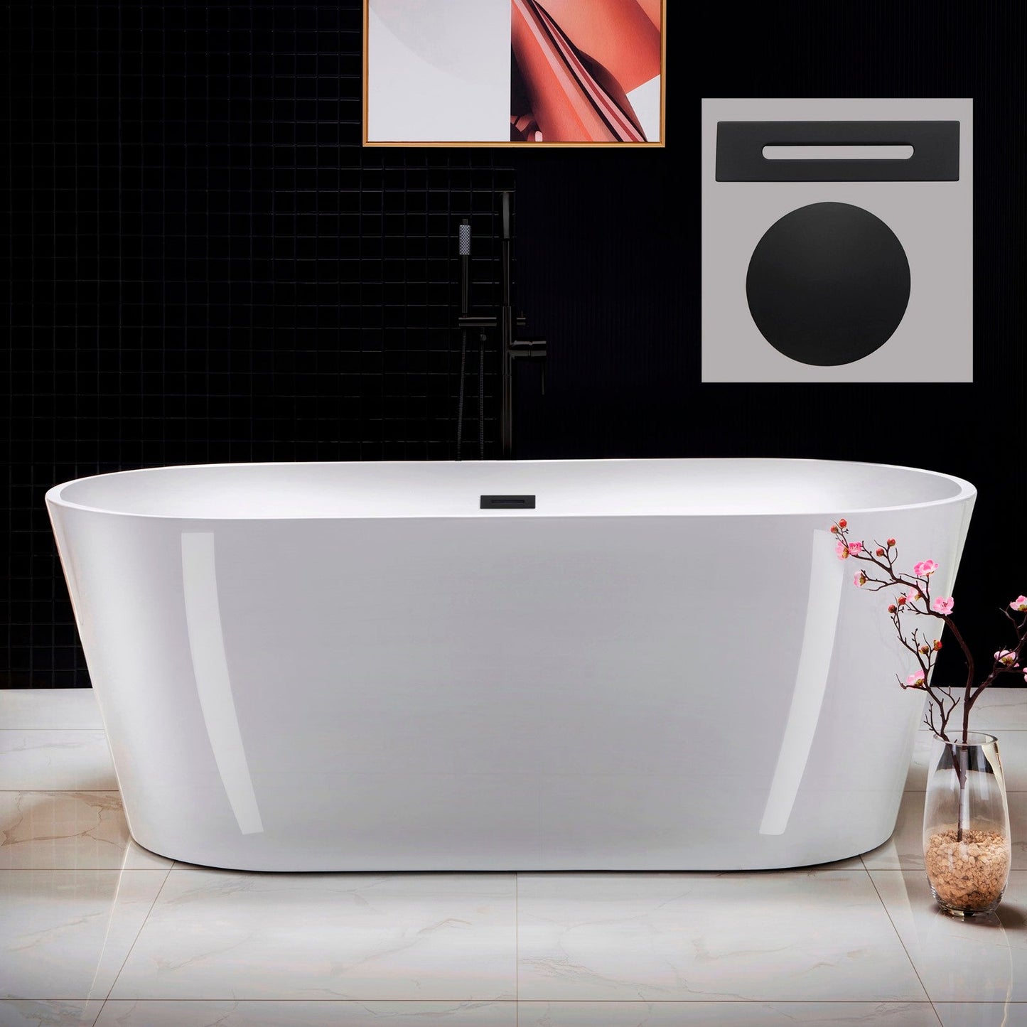 WOODBRIDGE 67" Acrylic Freestanding Bathtub Contemporary Soaking Tub