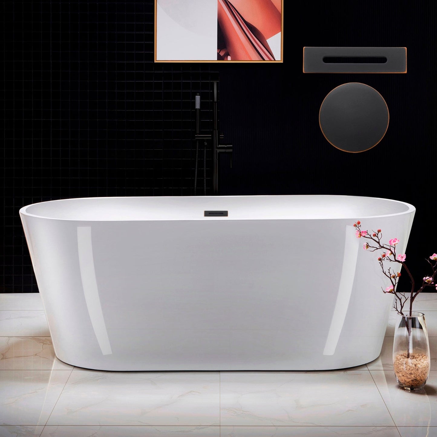 WOODBRIDGE 67" Acrylic Freestanding Bathtub Contemporary Soaking Tub