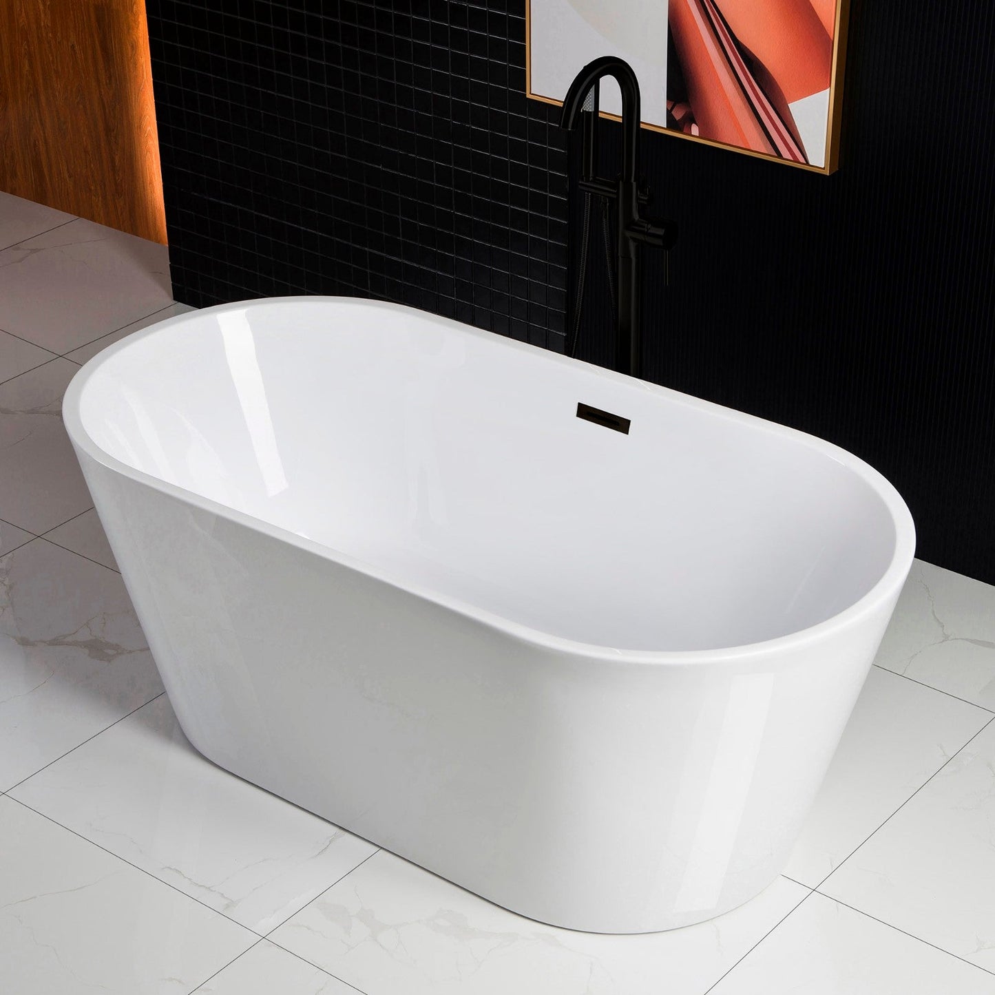 WOODBRIDGE 59" Acrylic Freestanding Bathtub Contemporary Soaking Tub