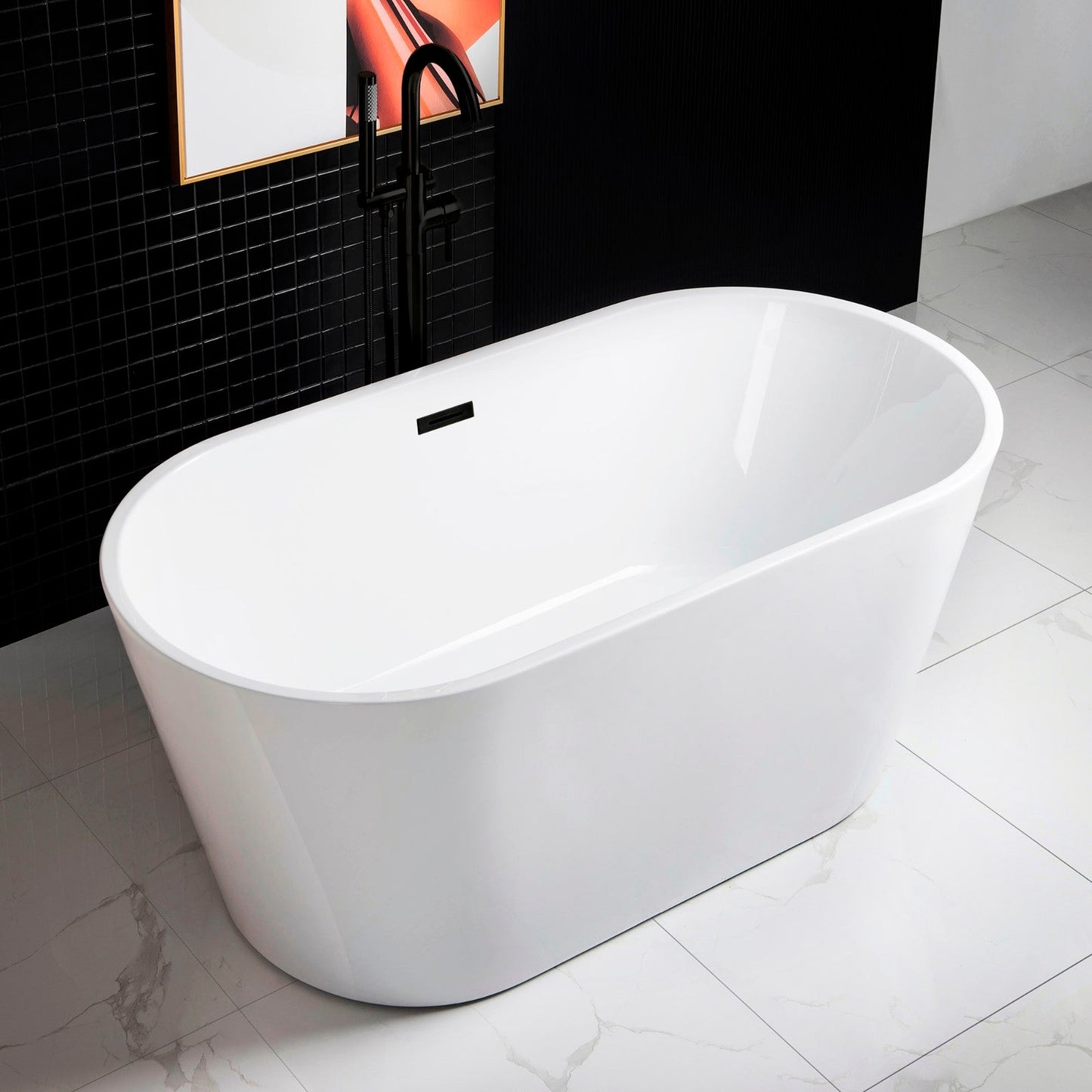 WOODBRIDGE 59" Acrylic Freestanding Bathtub Contemporary Soaking Tub