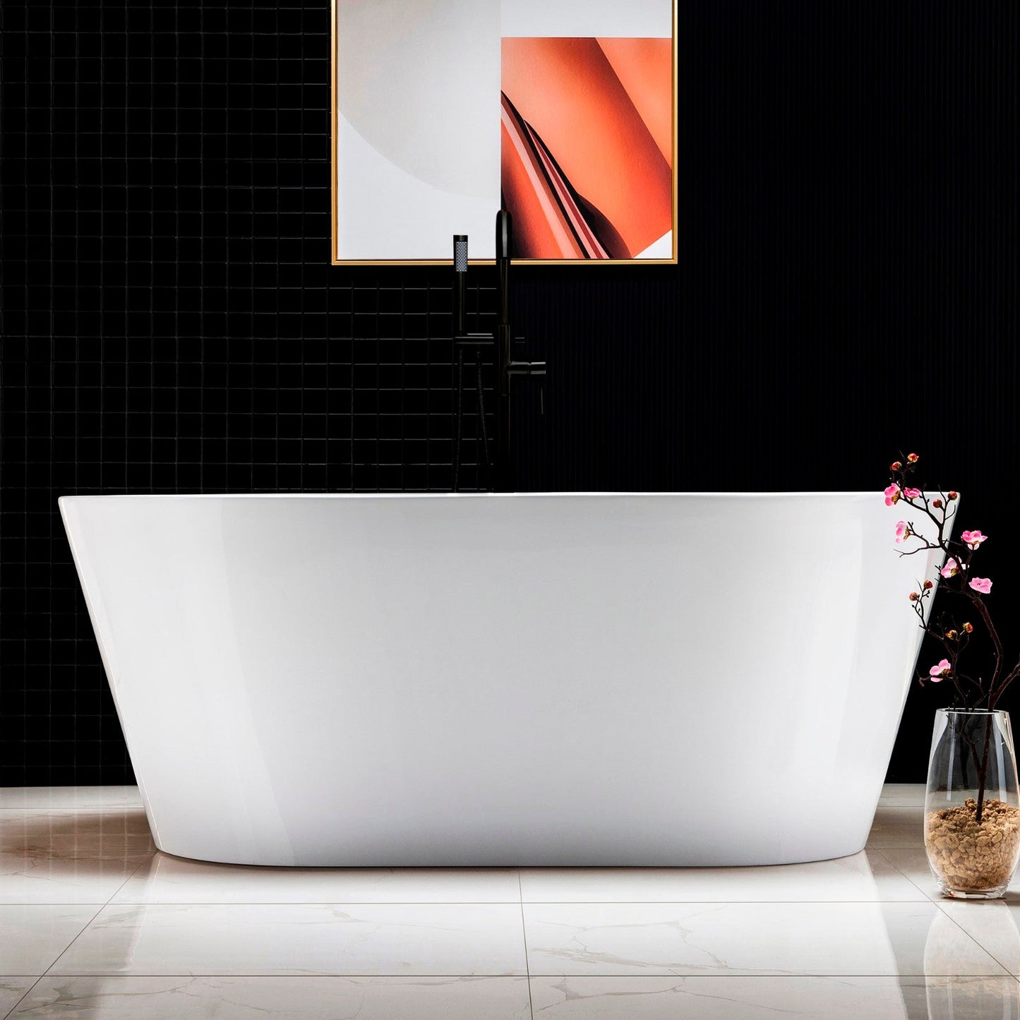 WOODBRIDGE 59" Acrylic Freestanding Bathtub Contemporary Soaking Tub