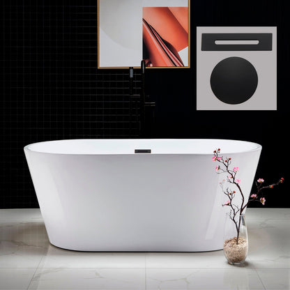 WOODBRIDGE 59" Acrylic Freestanding Bathtub Contemporary Soaking Tub