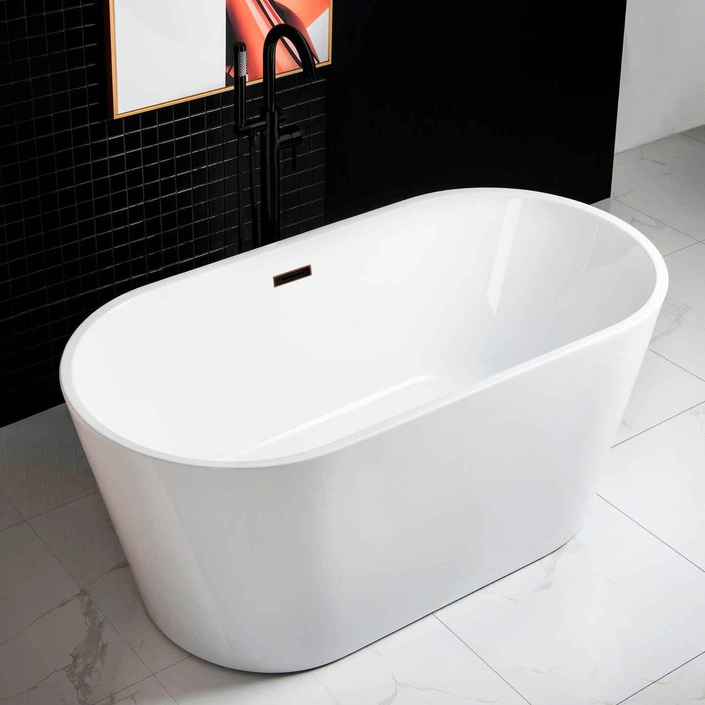 WOODBRIDGE 59" Acrylic Freestanding Bathtub Contemporary Soaking Tub