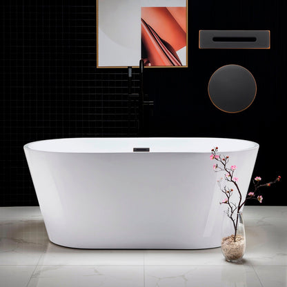 WOODBRIDGE 59" Acrylic Freestanding Bathtub Contemporary Soaking Tub