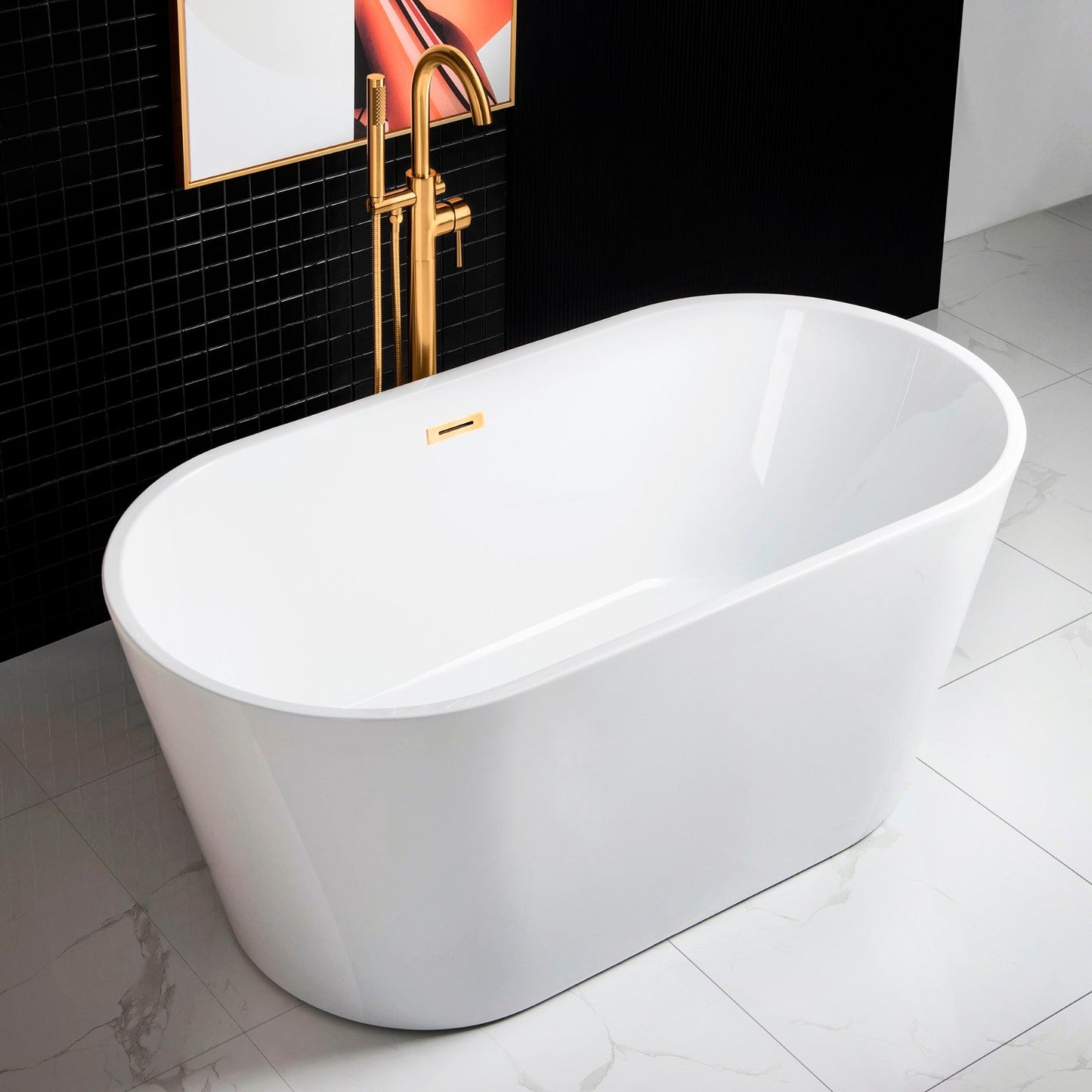 WOODBRIDGE 59" Acrylic Freestanding Bathtub Contemporary Soaking Tub