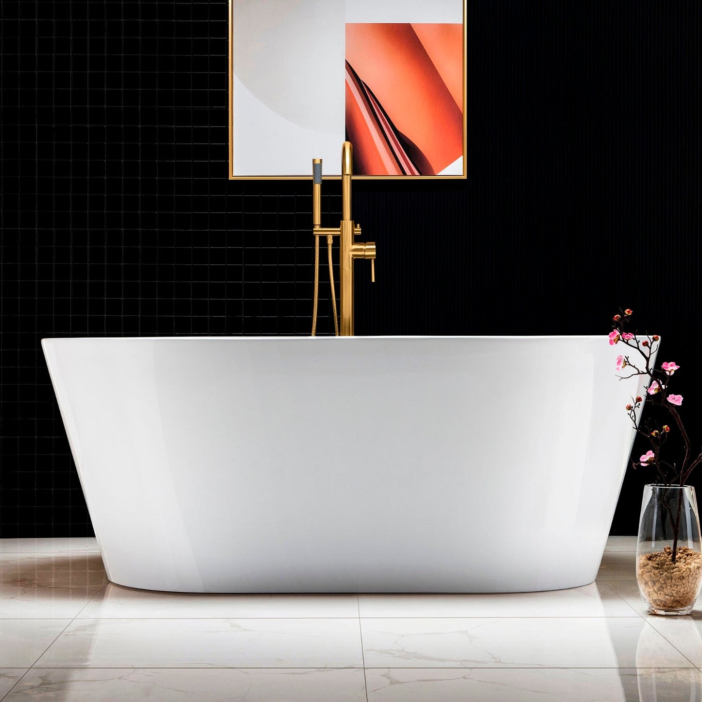 WOODBRIDGE 59" Acrylic Freestanding Bathtub Contemporary Soaking Tub