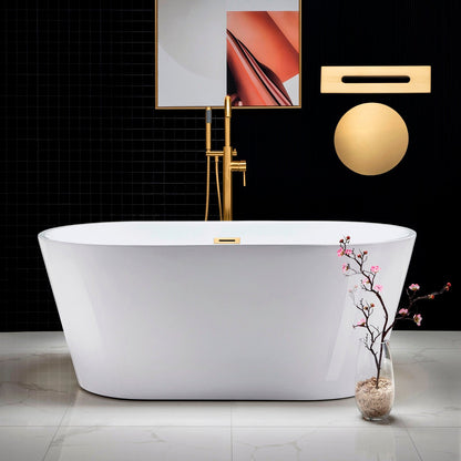 WOODBRIDGE 59" Acrylic Freestanding Bathtub Contemporary Soaking Tub