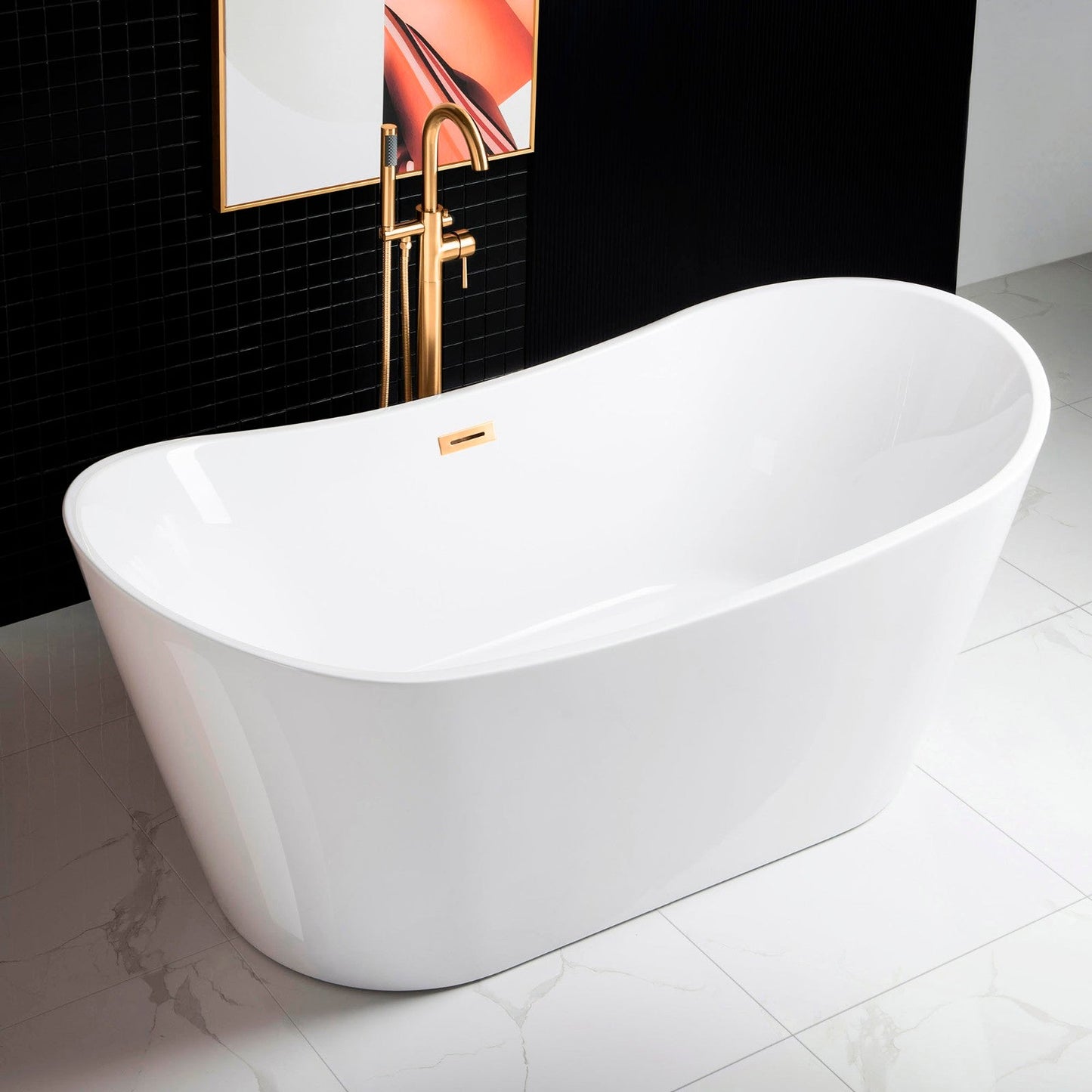 WOODBRIDGE 71" Acrylic Freestanding Bathtub Contemporary Soaking Tub