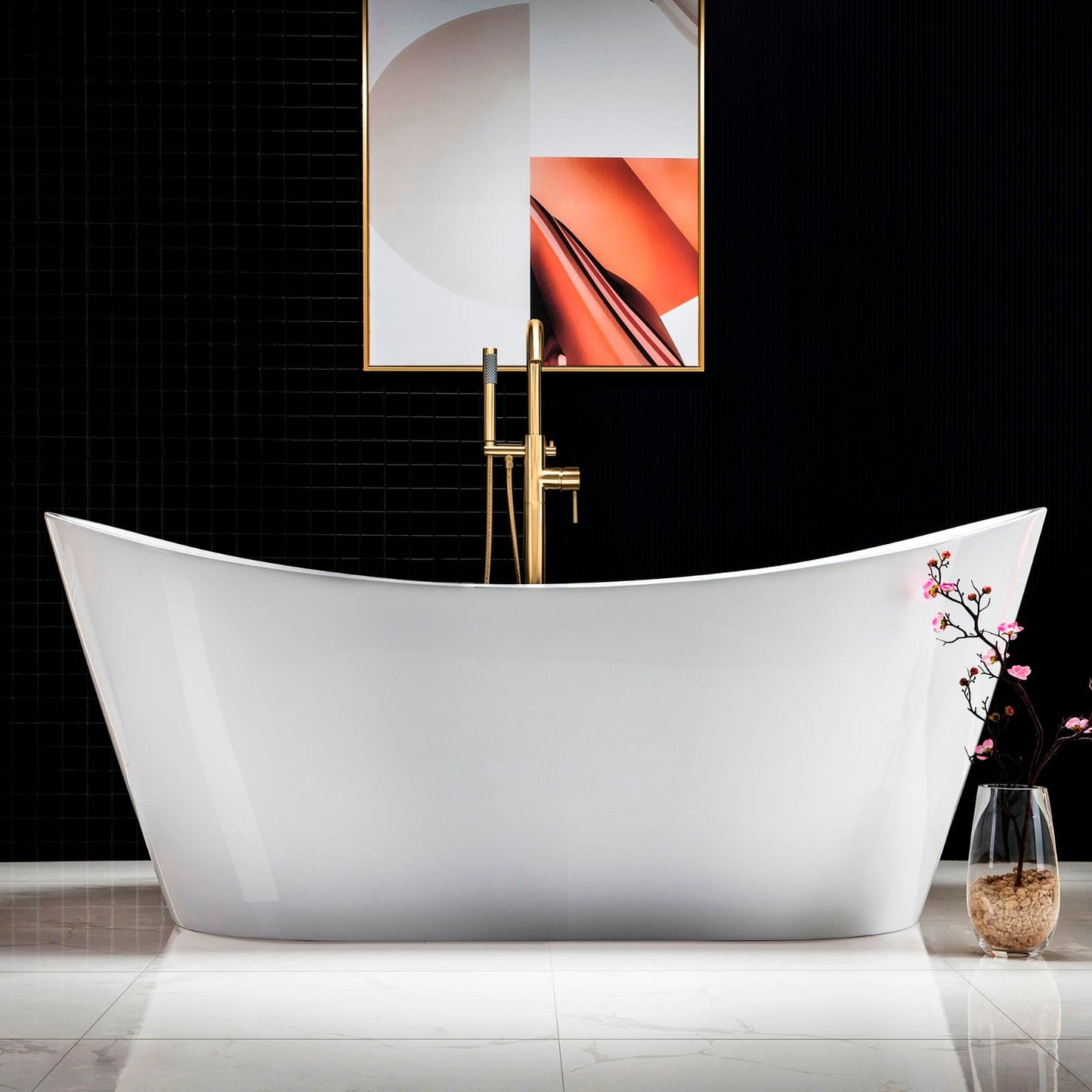 WOODBRIDGE 71" Acrylic Freestanding Bathtub Contemporary Soaking Tub