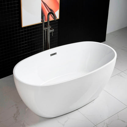WOODBRIDGE 59" Acrylic Freestanding Bathtub Contemporary Soaking Tub