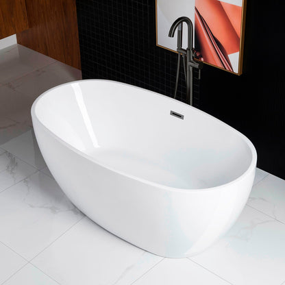 WOODBRIDGE 59" Acrylic Freestanding Bathtub Contemporary Soaking Tub