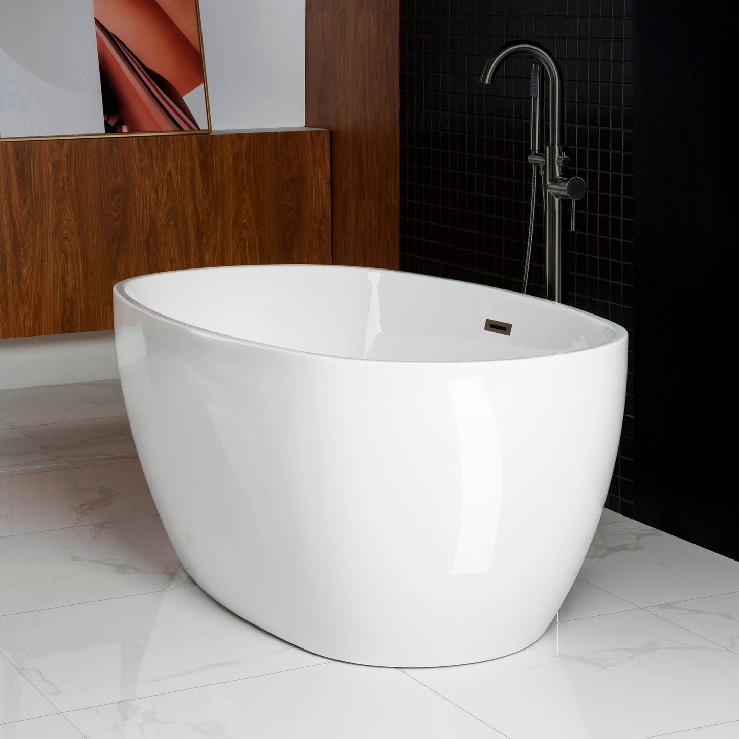 WOODBRIDGE 59" Acrylic Freestanding Bathtub Contemporary Soaking Tub