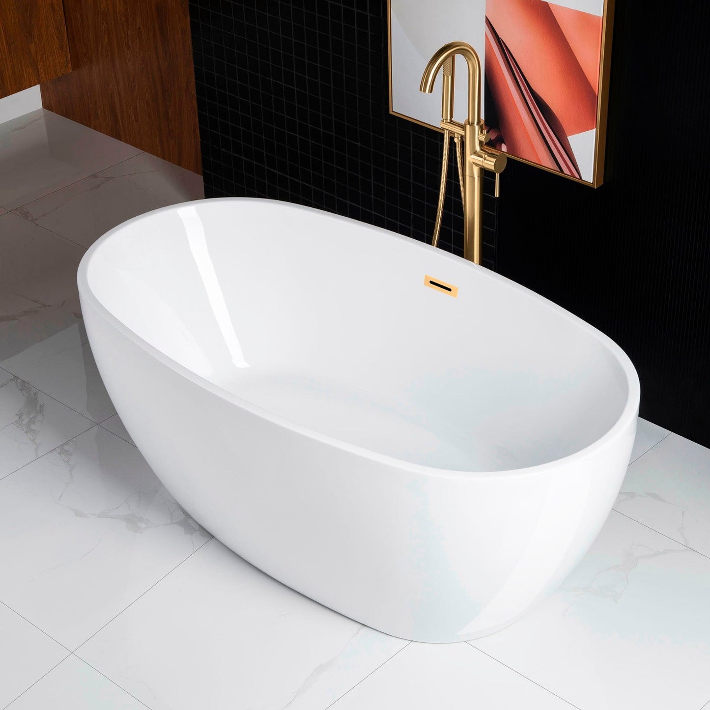 WOODBRIDGE 59" Acrylic Freestanding Bathtub Contemporary Soaking Tub