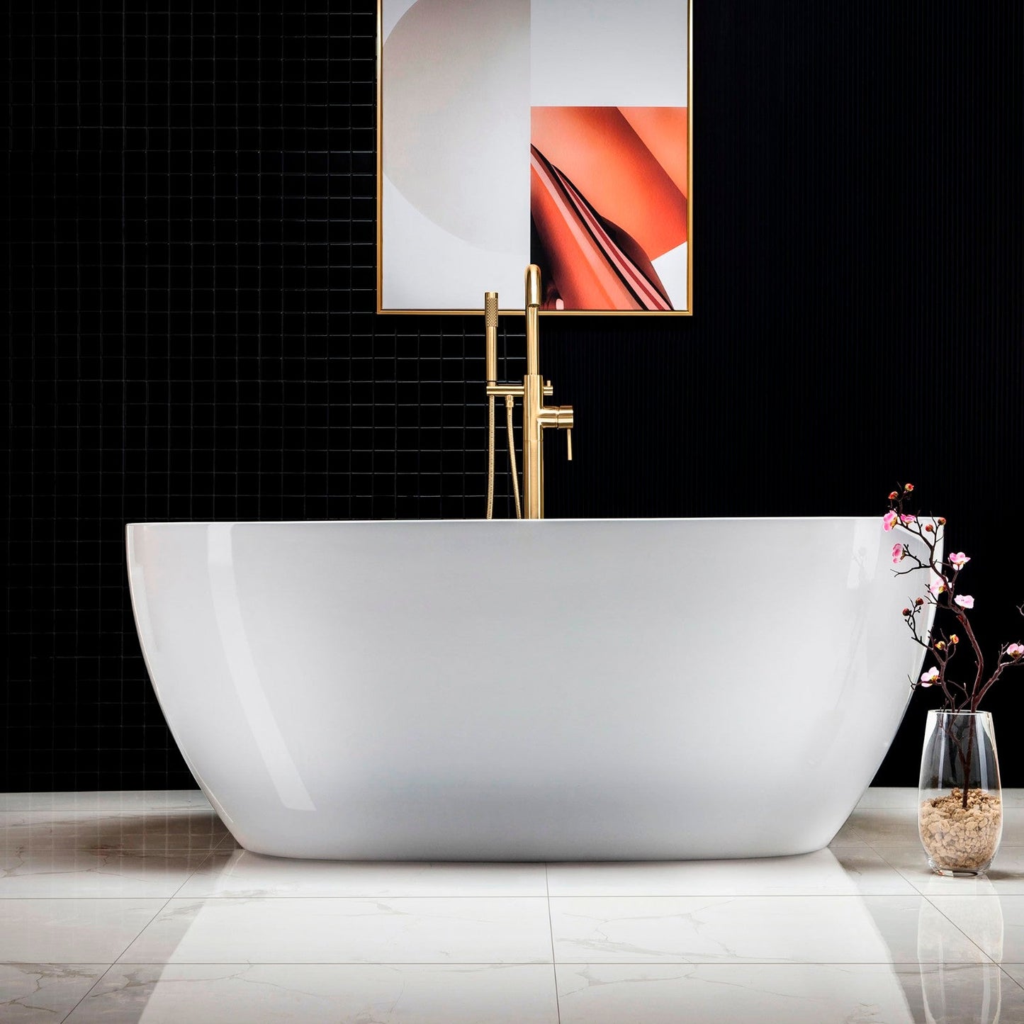WOODBRIDGE 59" Acrylic Freestanding Bathtub Contemporary Soaking Tub