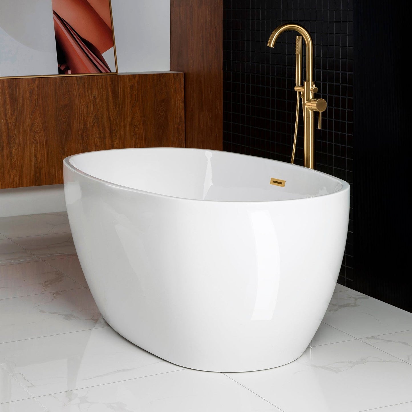 WOODBRIDGE 59" Acrylic Freestanding Bathtub Contemporary Soaking Tub