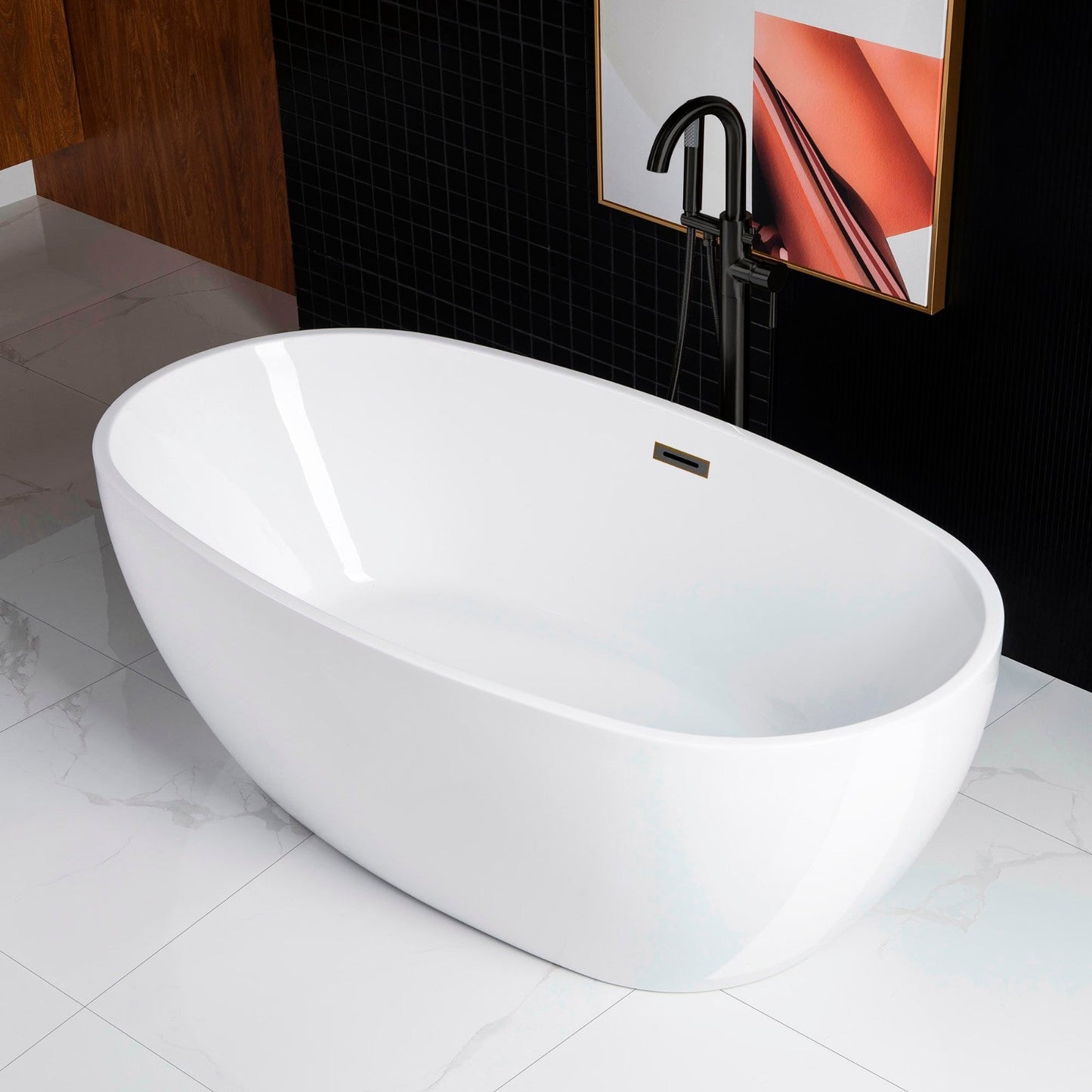 WOODBRIDGE 67" Acrylic Freestanding Bathtub Contemporary Soaking Tub